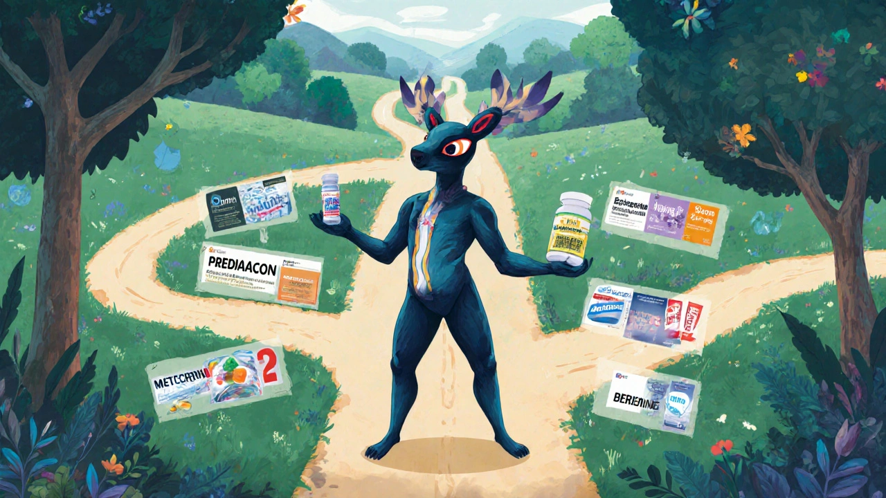 Persona Alebrije al bivio, scegliendo tra Diabecon e altri integratori.