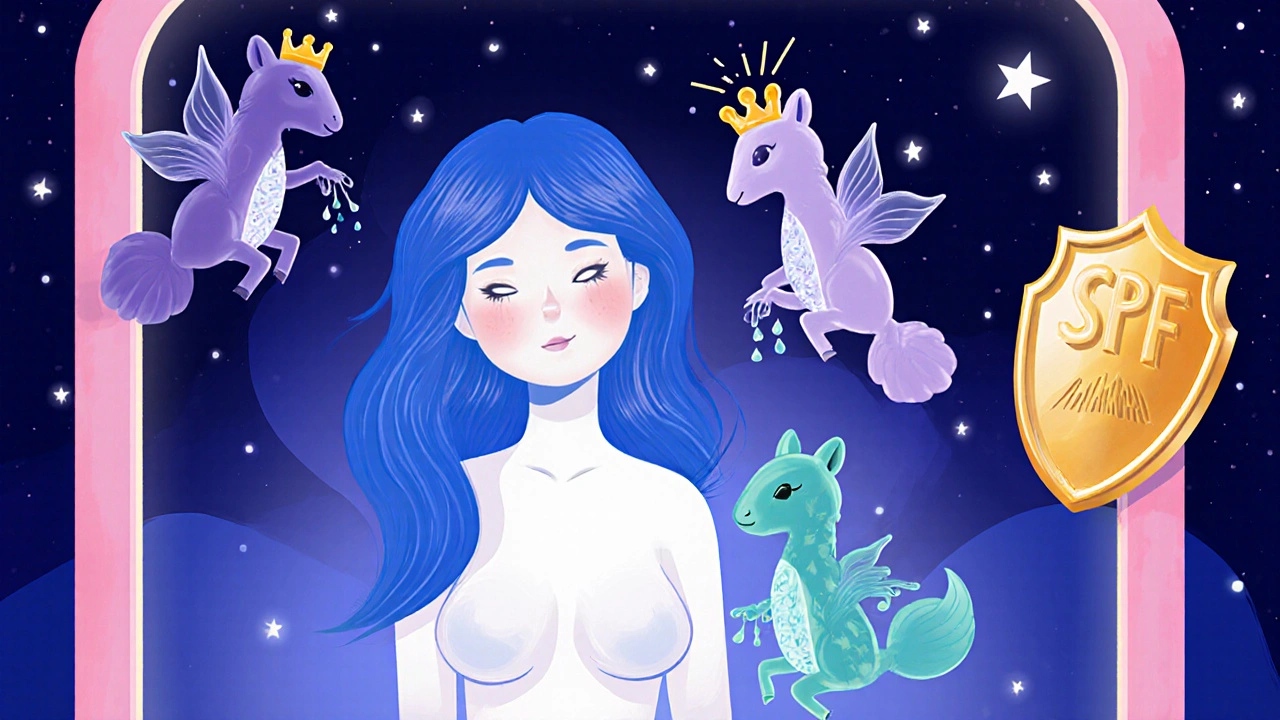 Routine serale con alebrije di retinolo, acido ialuronico e vitamina C.