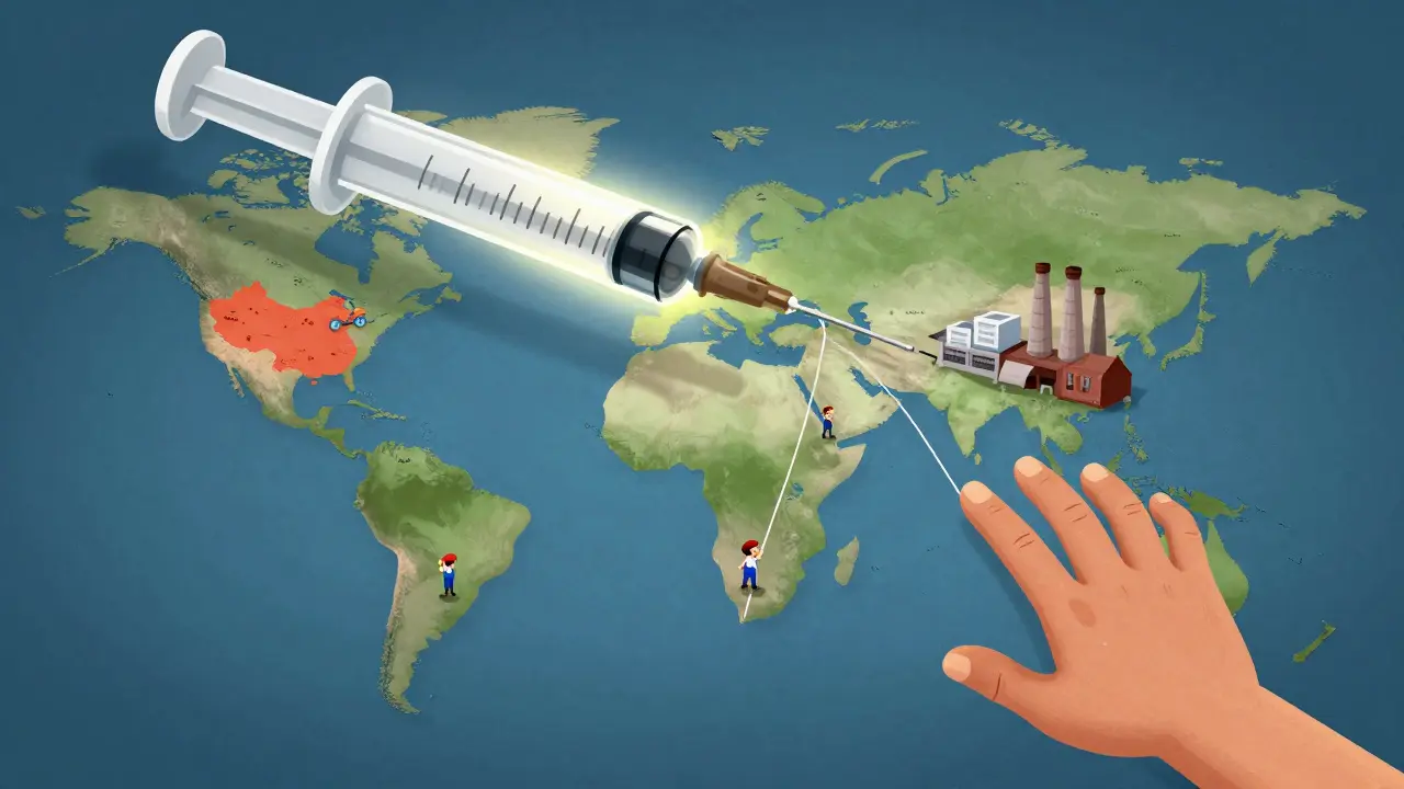 Una siringa gigante collega fabbriche globali, ma solo tre produttori rimangono, gli altri sono scomparsi.