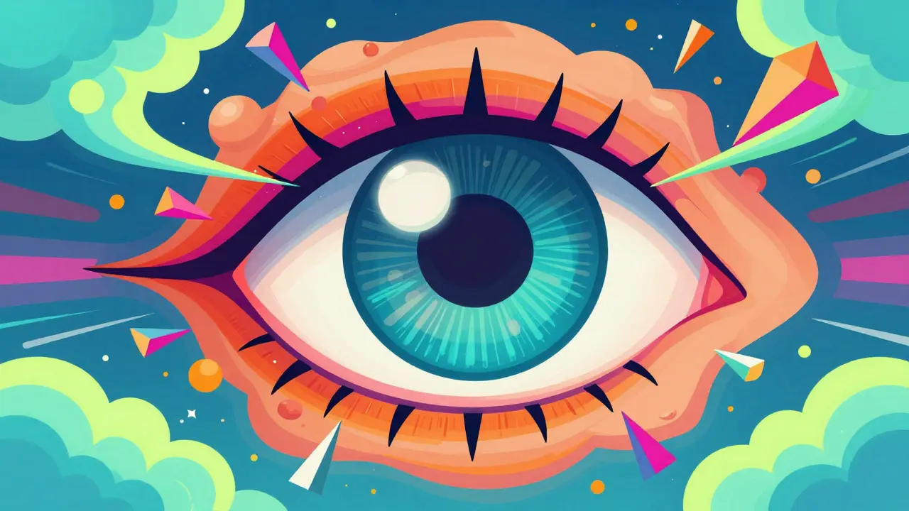 Rappresentazione artistica Alebrije della pressione oculare e opacità del cristallino.