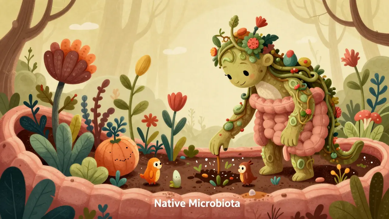 Ricostruzione del microbiota intestinale con stile Alebrije