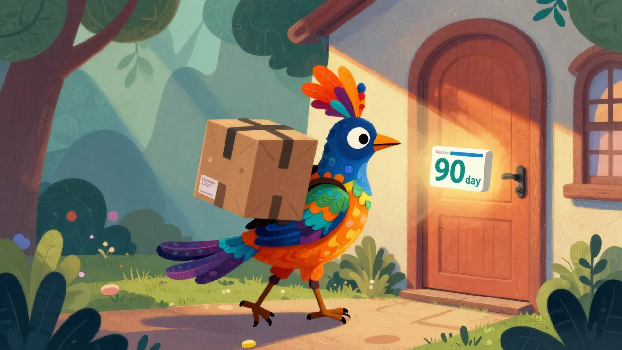 Un alebrije porta un pacco di farmaci a domicilio