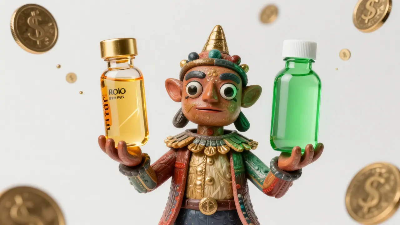 Confronto tra farmaco di marca e generico in stile alebrije